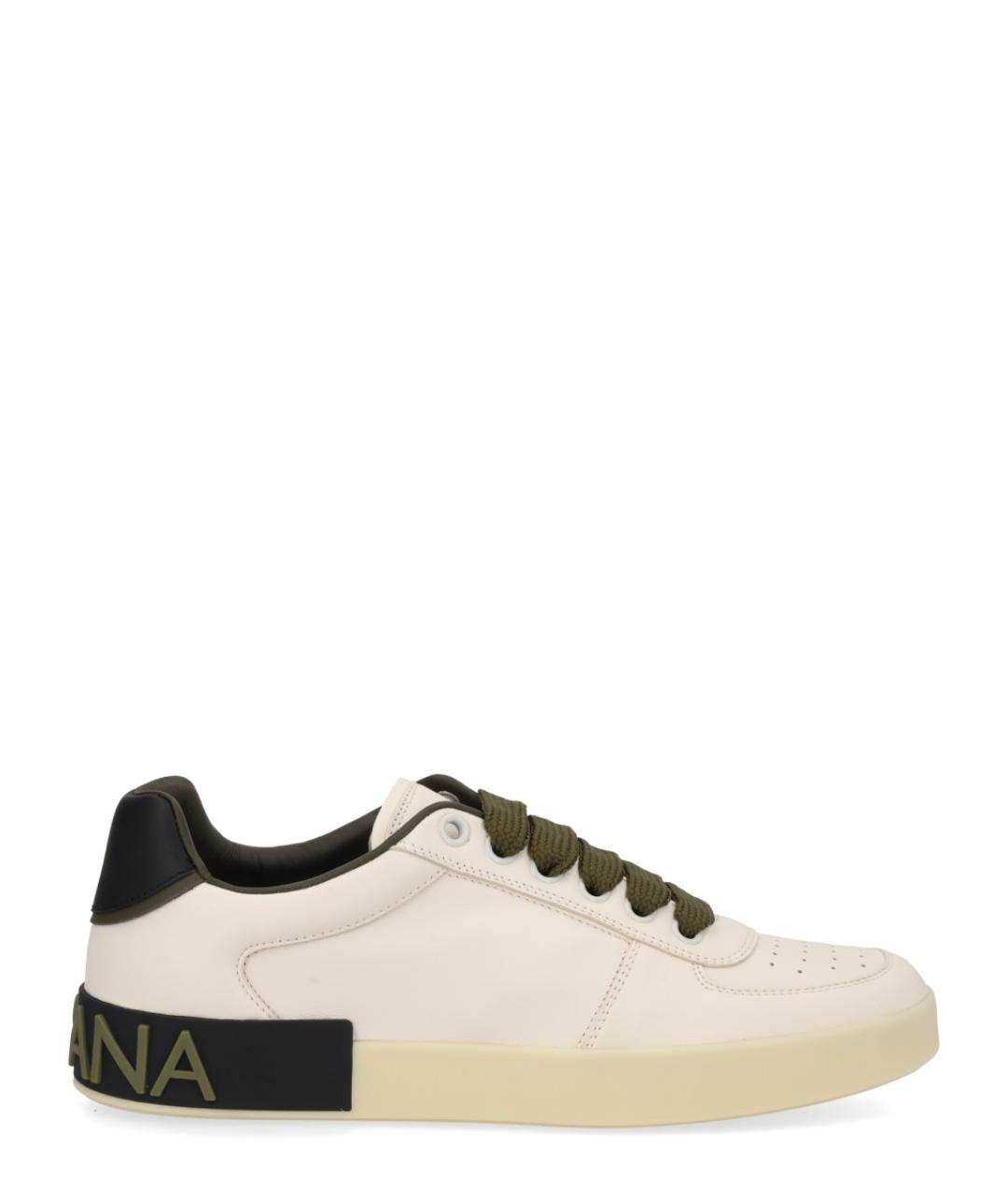 DOLCE&GABBANA Бежевые кожаные низкие кроссовки / кеды, фото 1