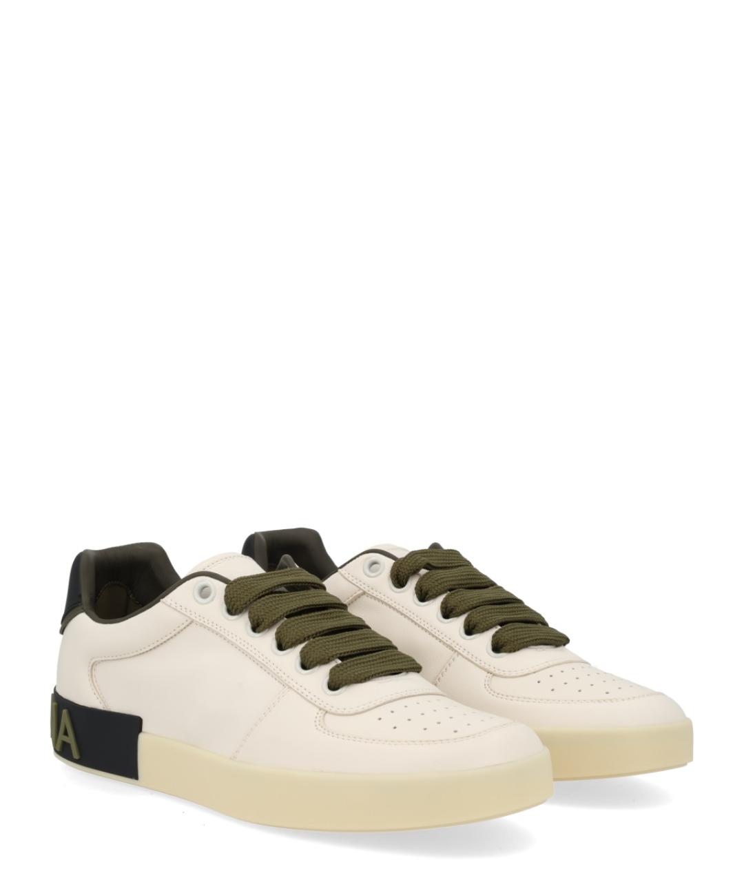 DOLCE&GABBANA Бежевые кожаные низкие кроссовки / кеды, фото 2