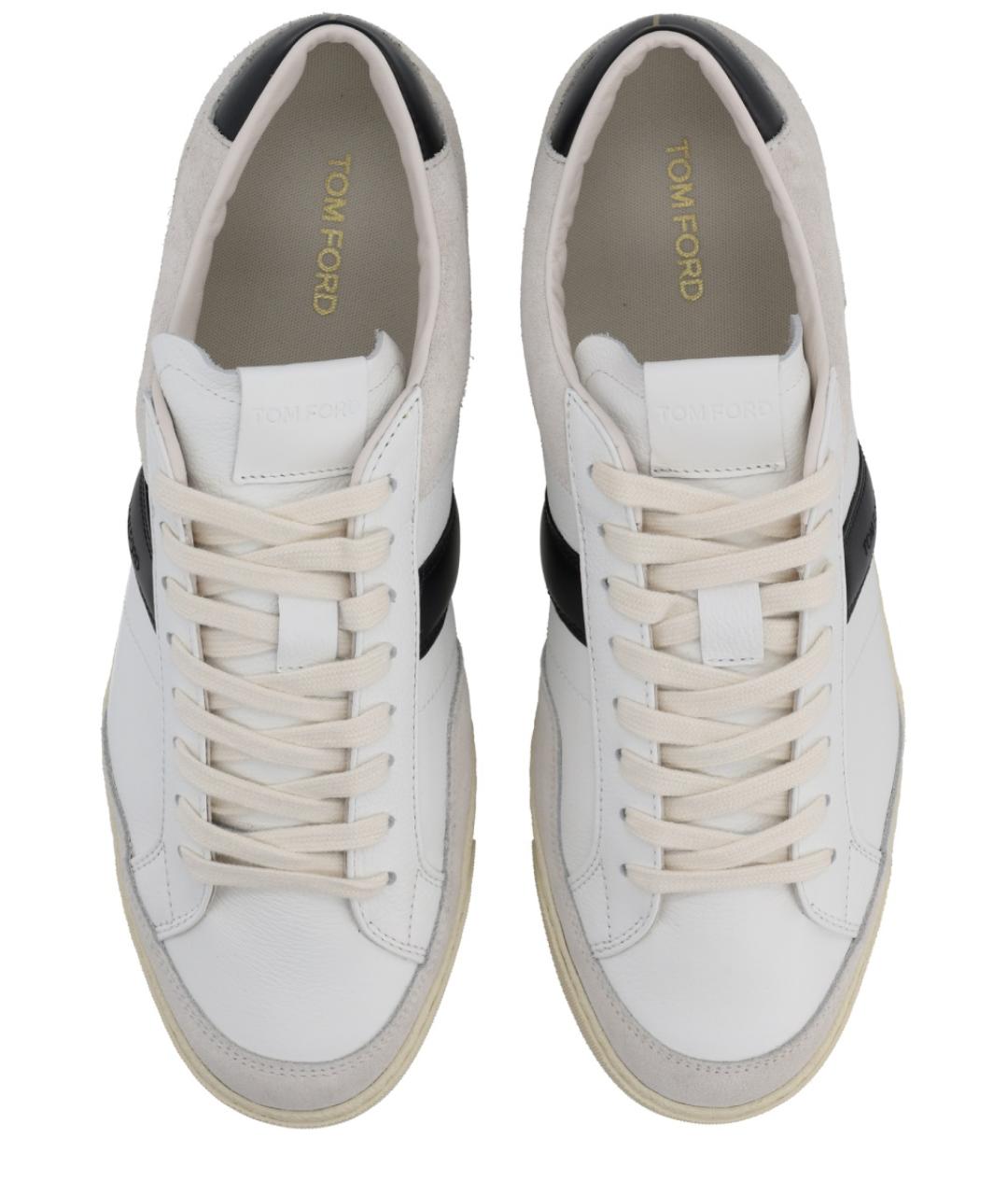 TOM FORD Бежевые кожаные низкие кроссовки / кеды, фото 5