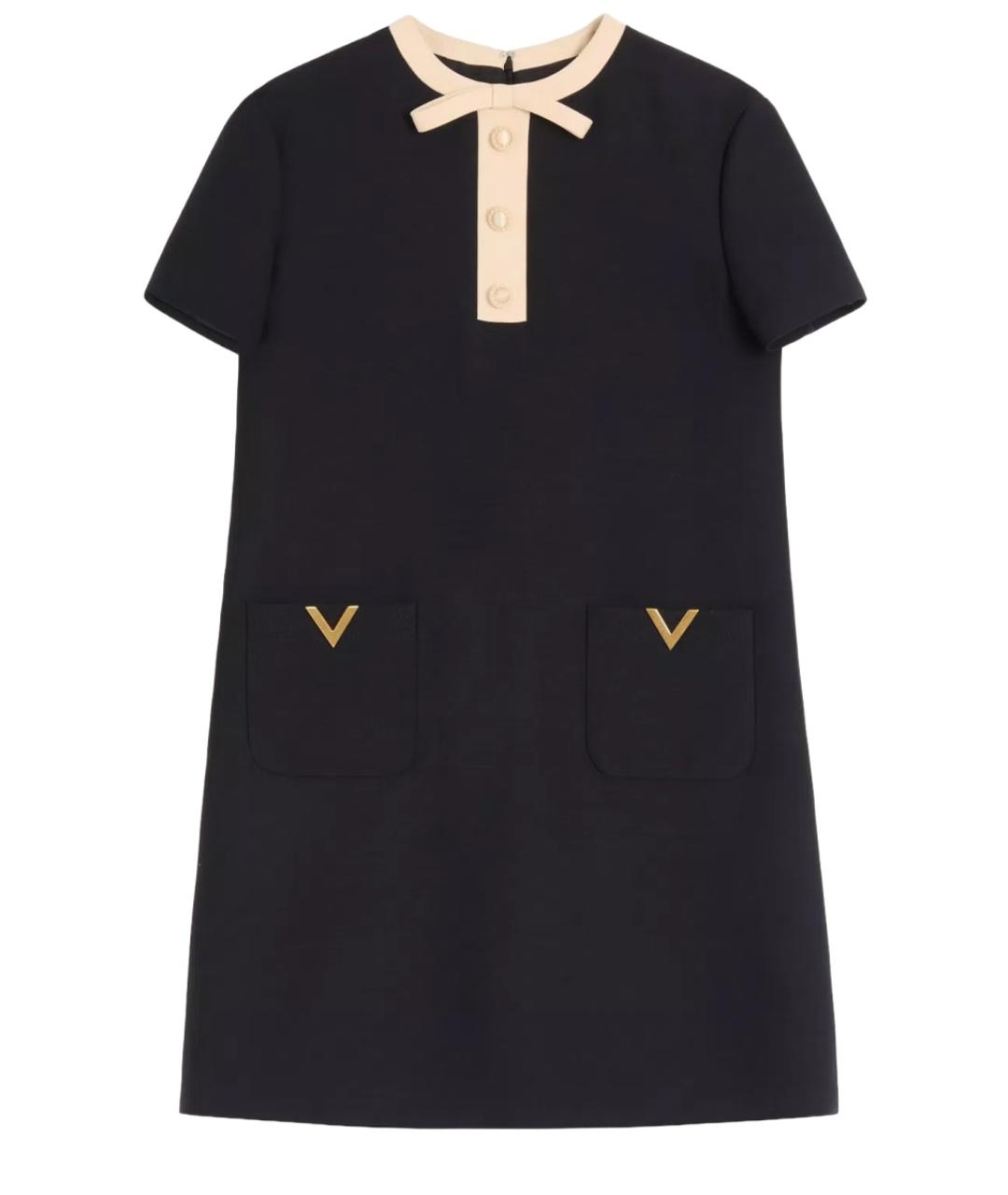 VALENTINO Черное шерстяное повседневное платье, фото 1