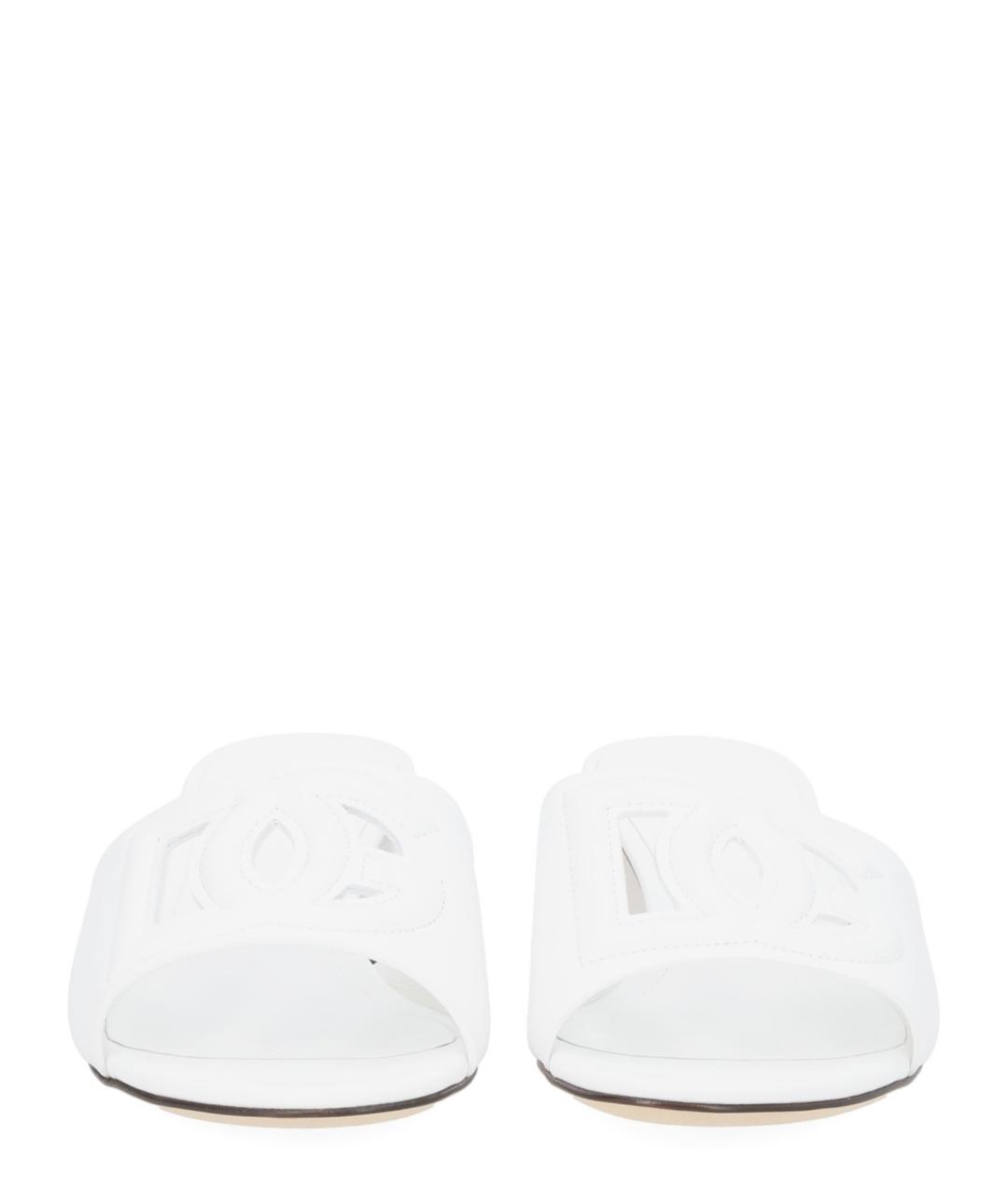 DOLCE&GABBANA Белые кожаные мюли, фото 3