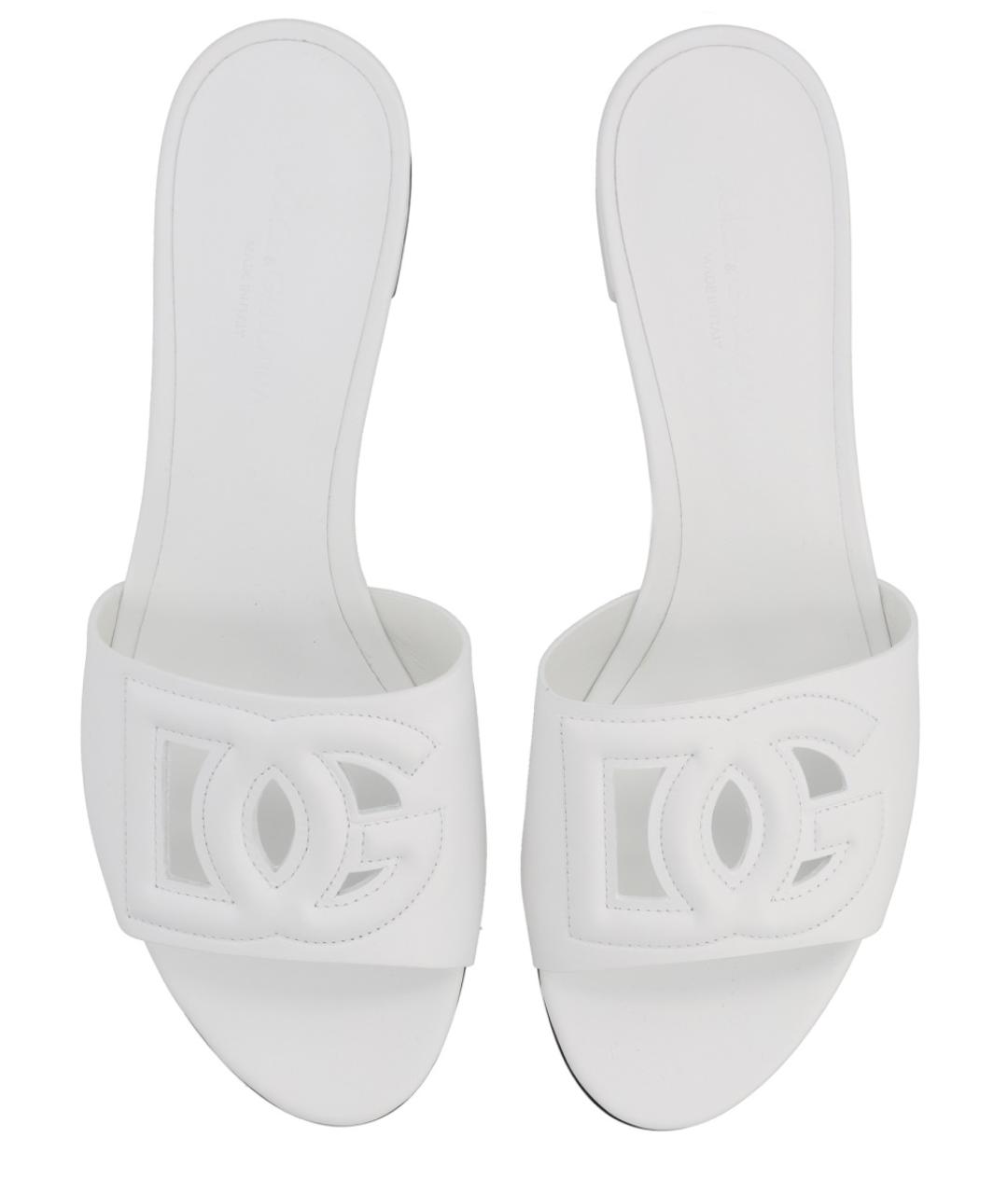 DOLCE&GABBANA Белые кожаные мюли, фото 5