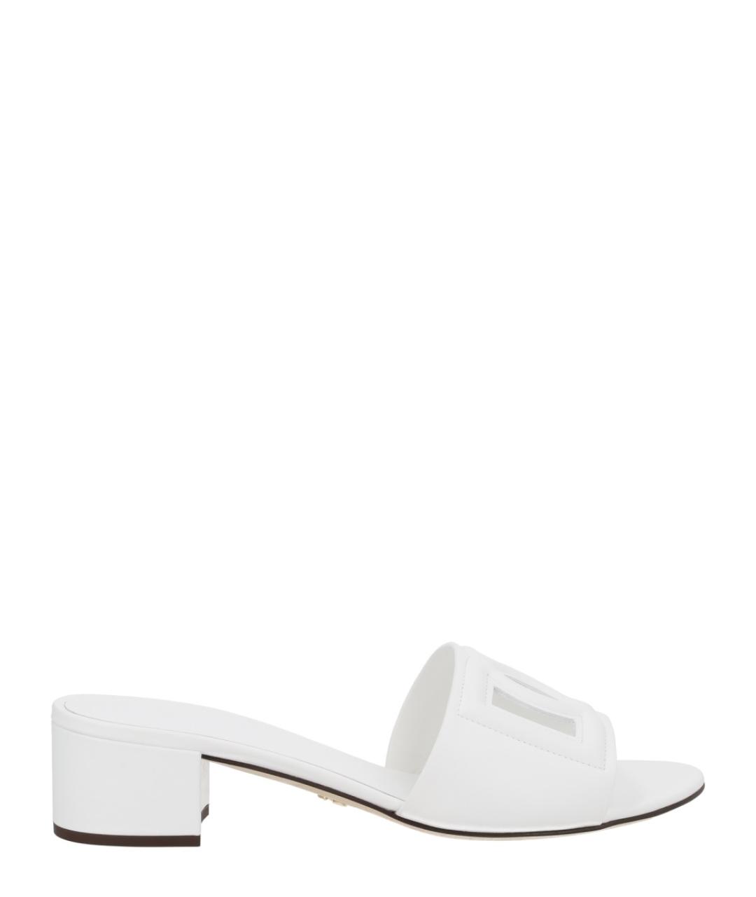 DOLCE&GABBANA Белые кожаные мюли, фото 1