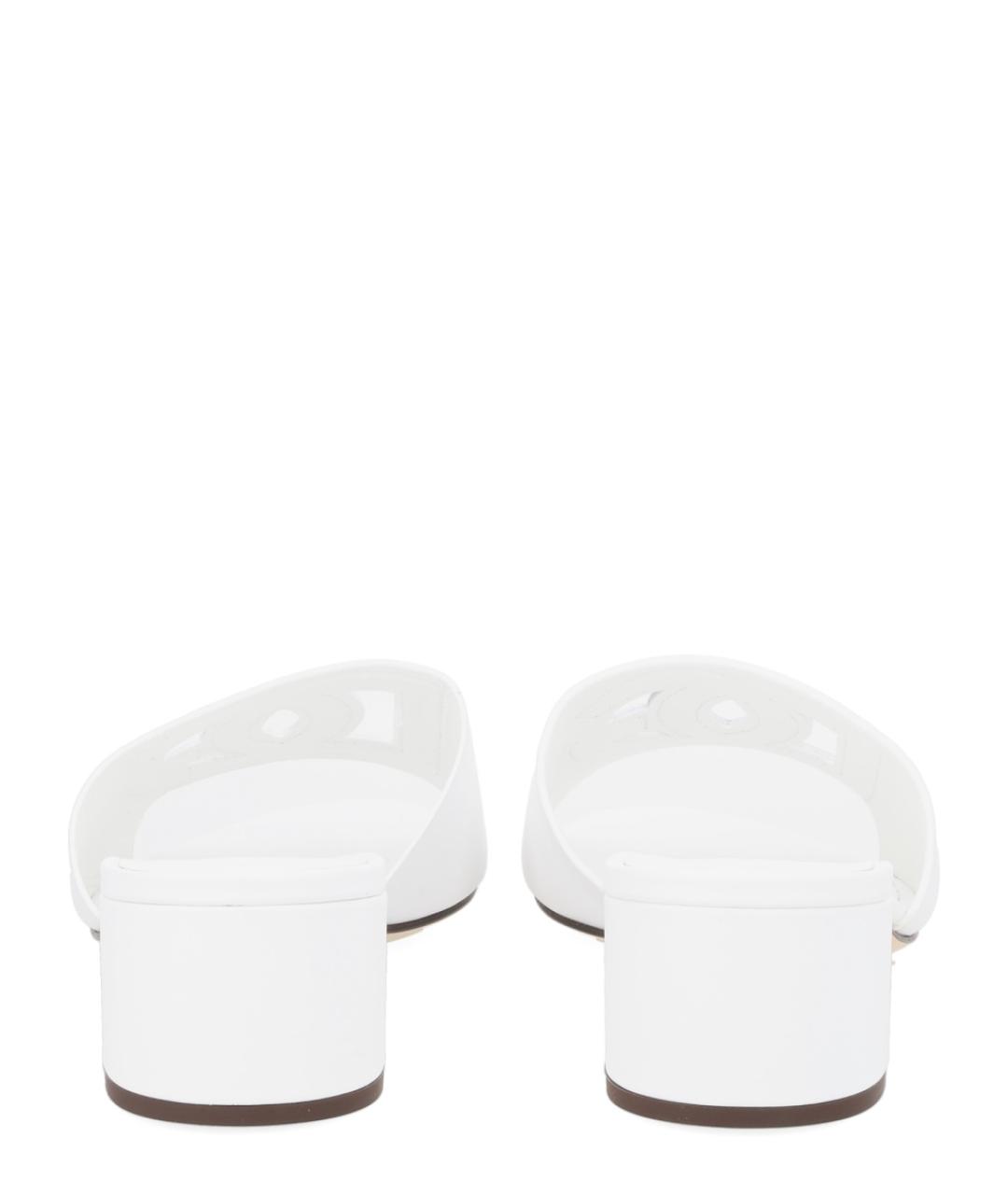 DOLCE&GABBANA Белые кожаные мюли, фото 4