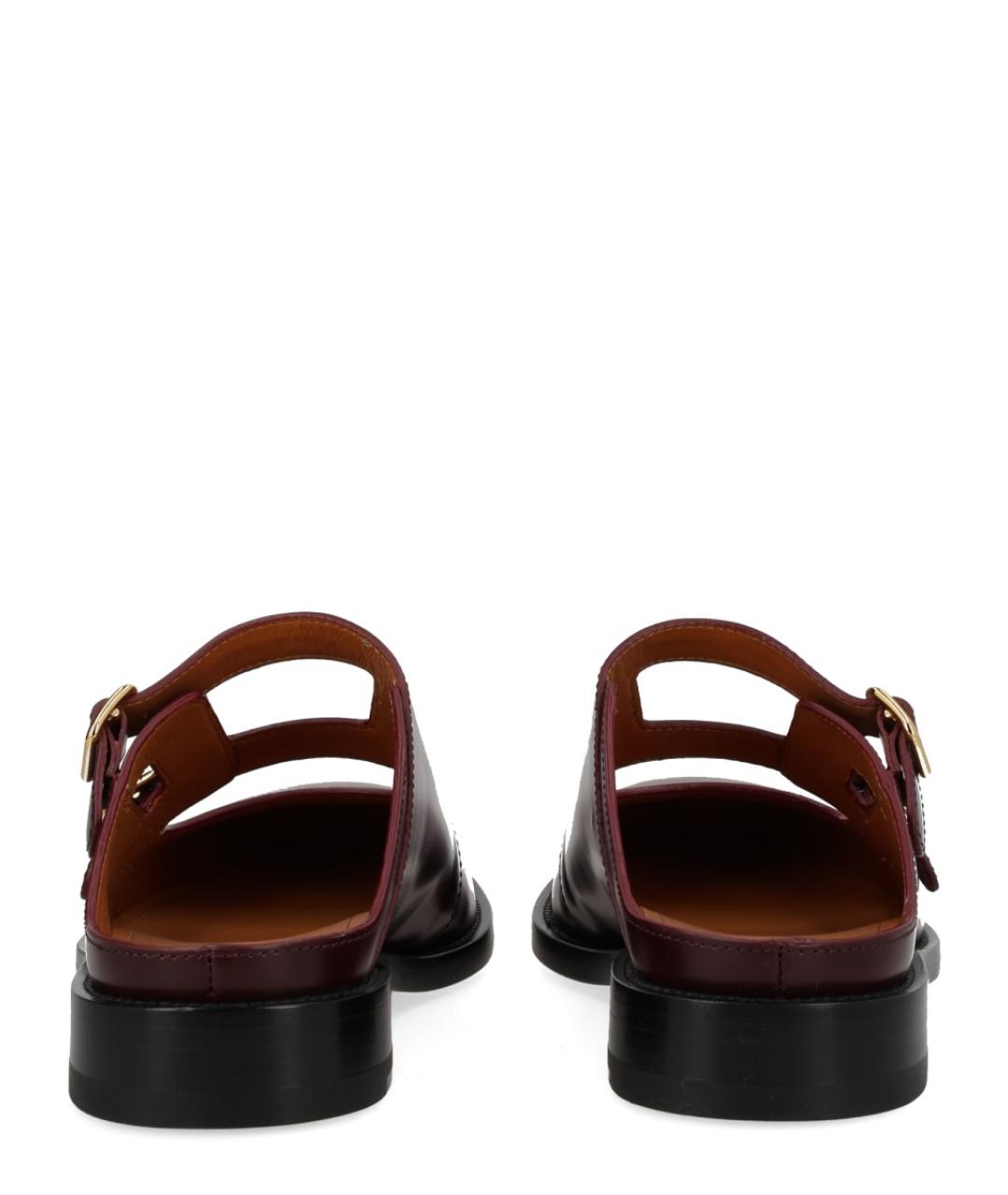 MARNI Бордовые кожаные сабо, фото 3
