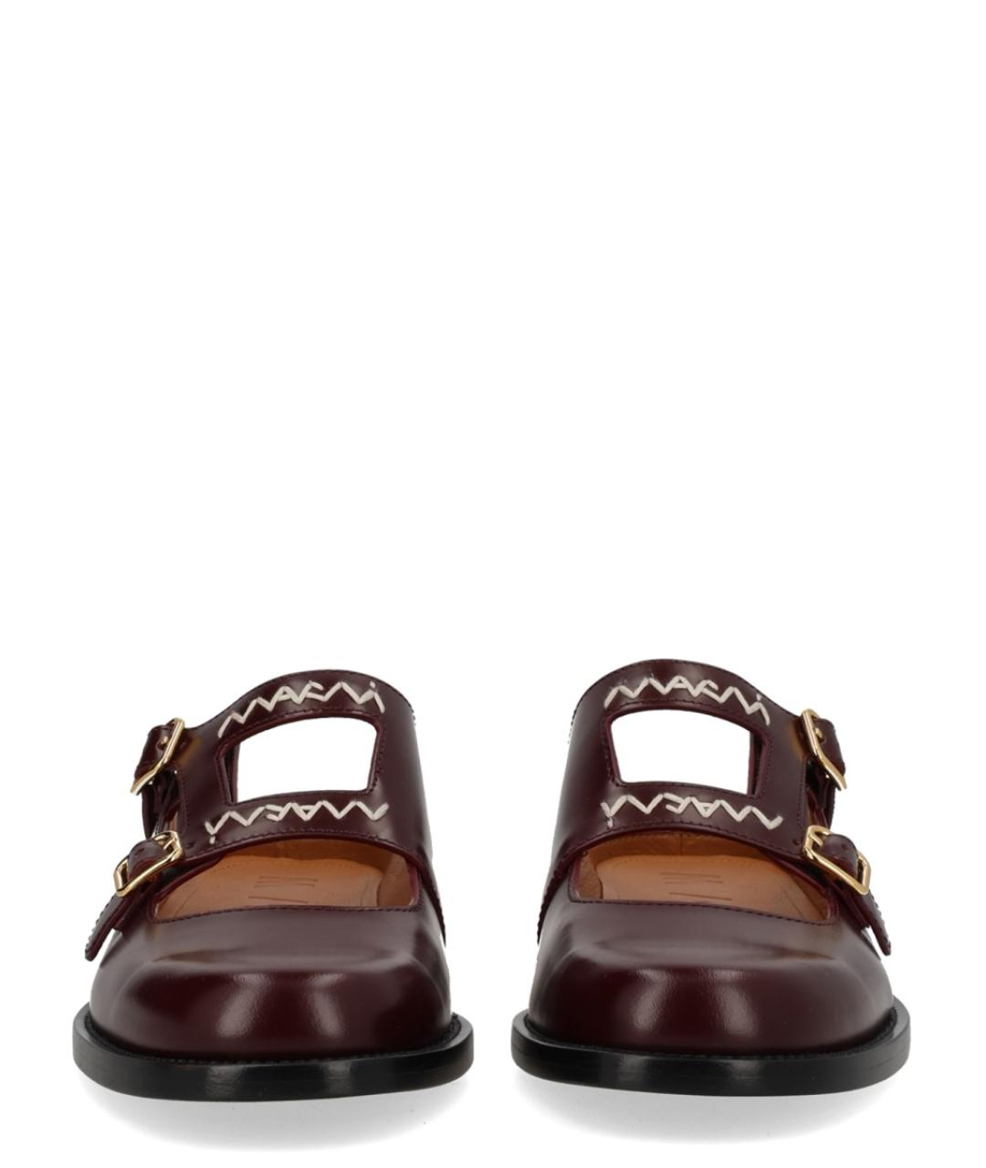 MARNI Бордовые кожаные сабо, фото 2