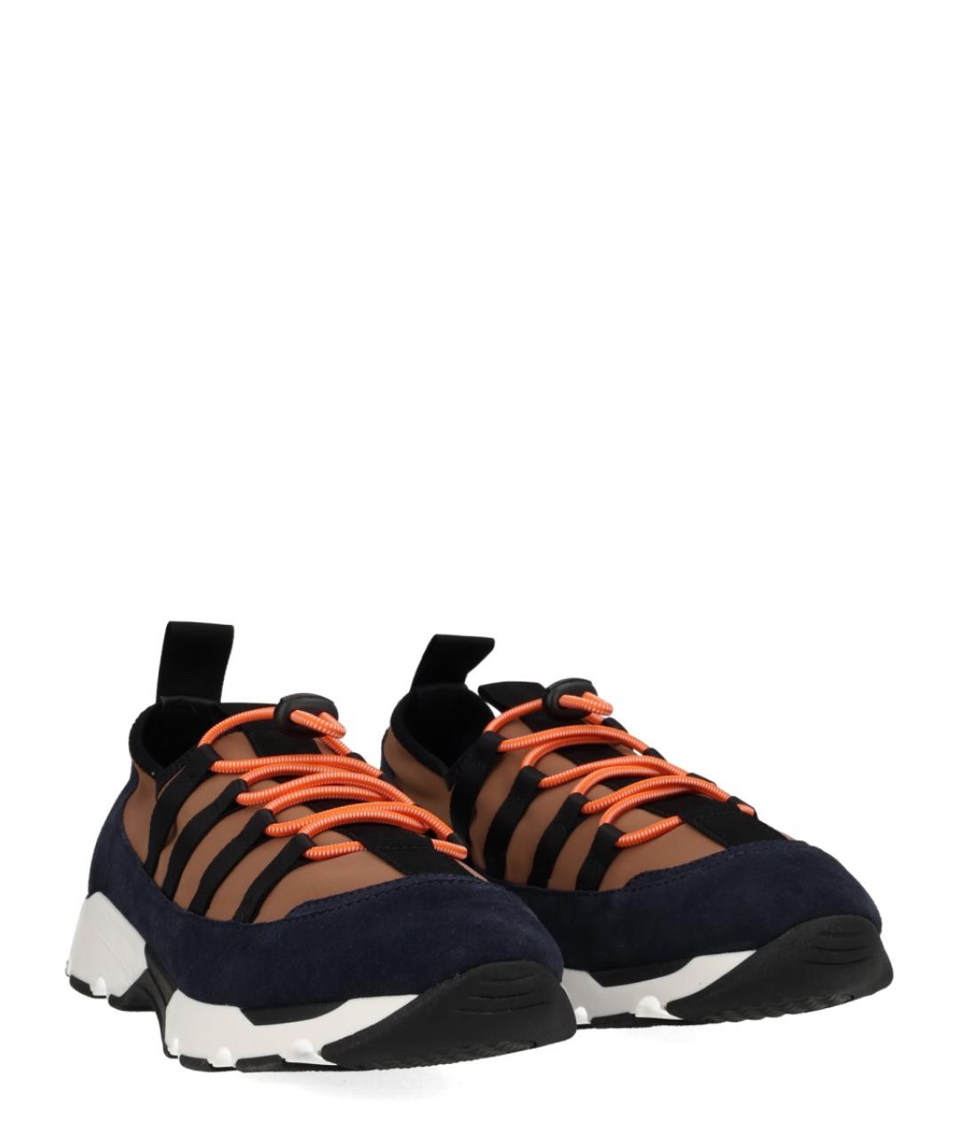 MARNI Коричневые кожаные низкие кроссовки / кеды, фото 2