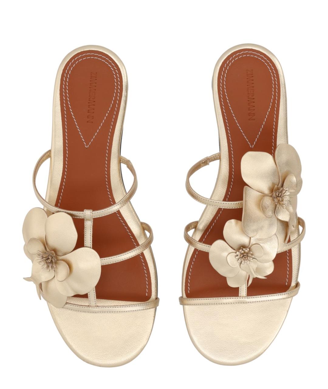 ZIMMERMANN Золотые кожаные шлепанцы, фото 5