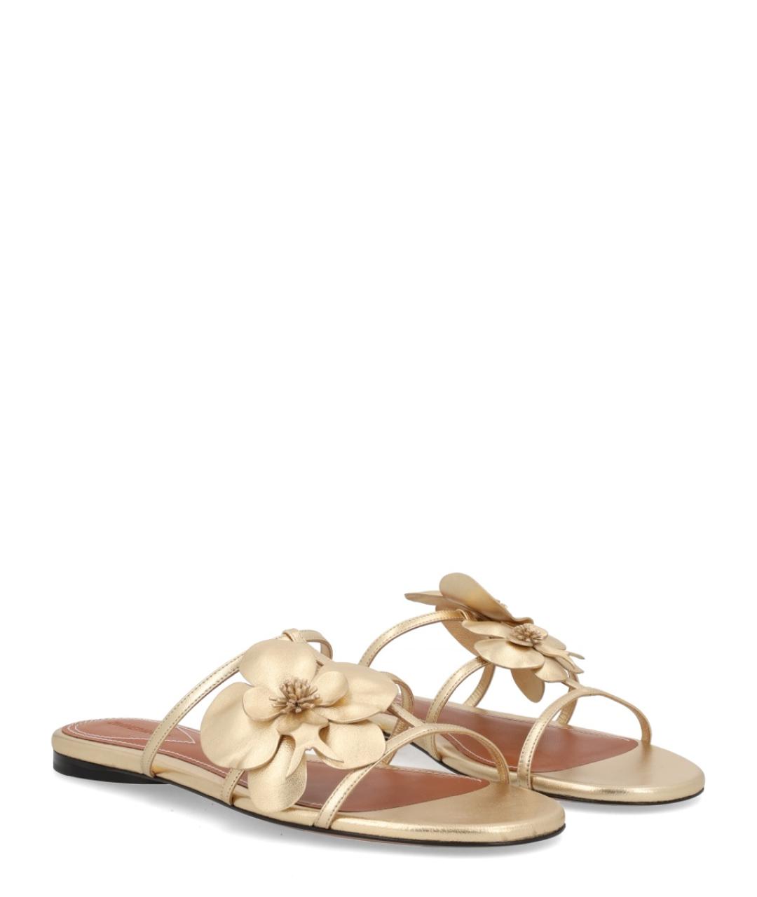 ZIMMERMANN Золотые кожаные шлепанцы, фото 2