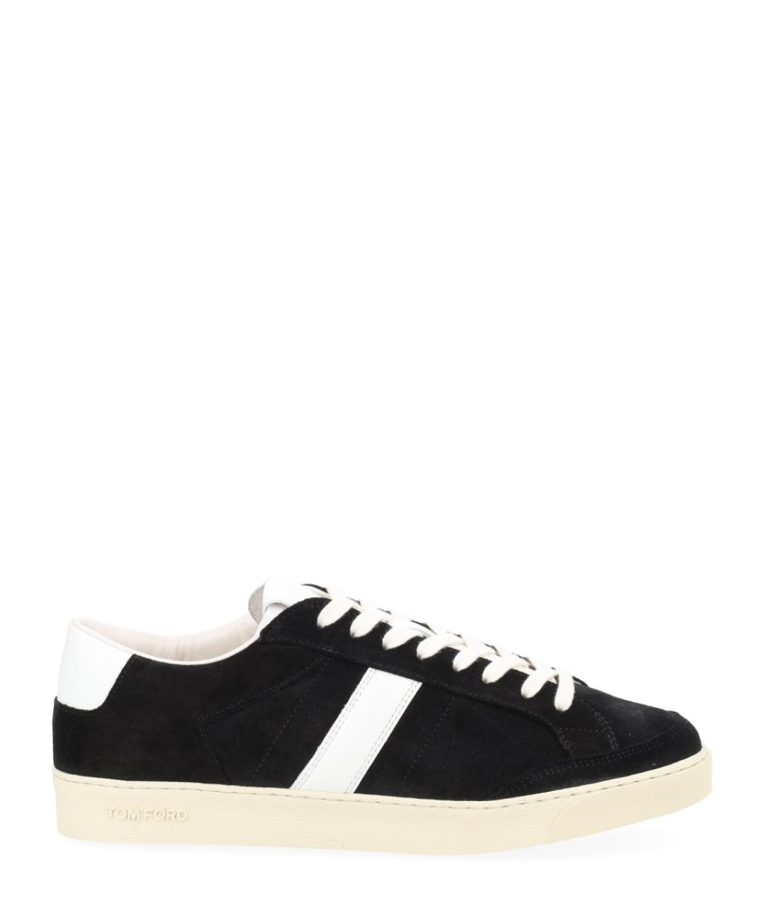 TOM FORD Черные кожаные низкие кроссовки / кеды, фото 1