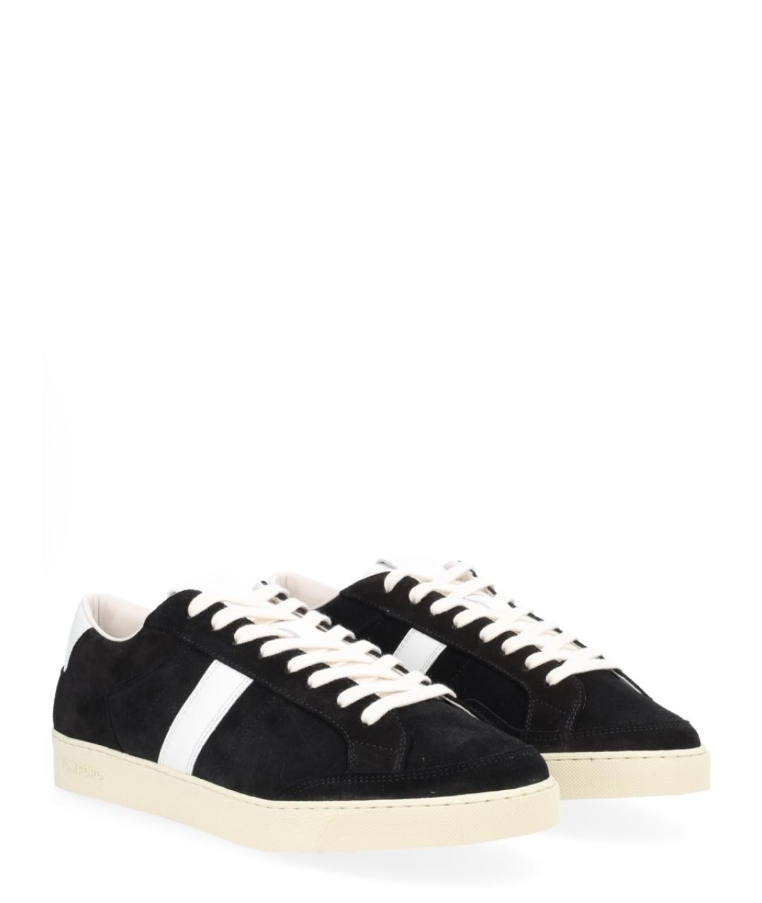 TOM FORD Черные кожаные низкие кроссовки / кеды, фото 2