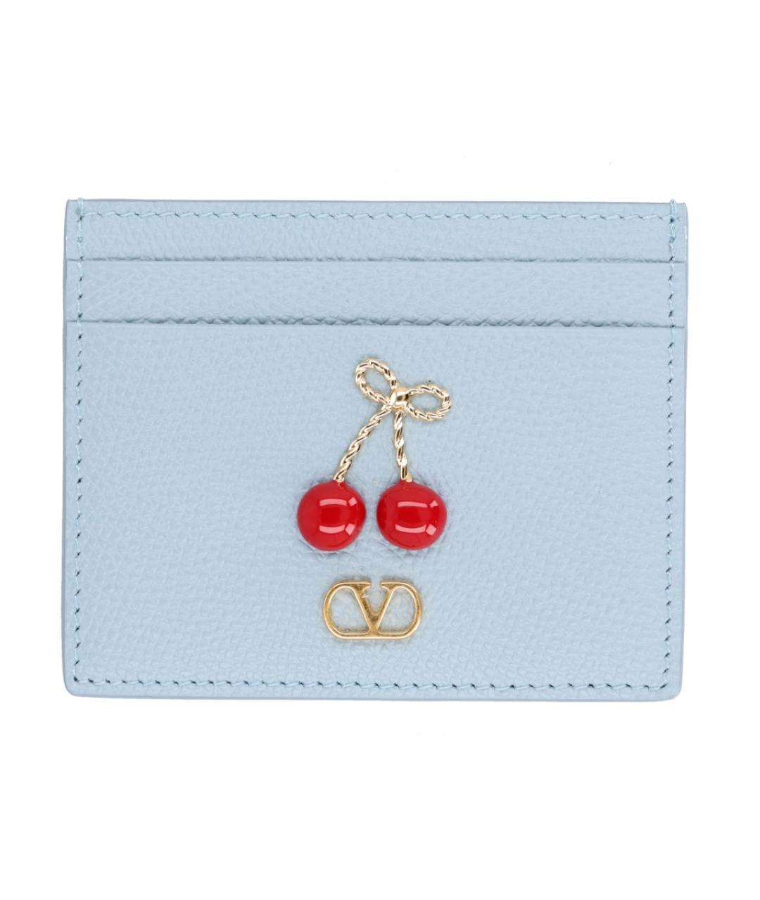 VALENTINO Синий кожаный кардхолдер, фото 1