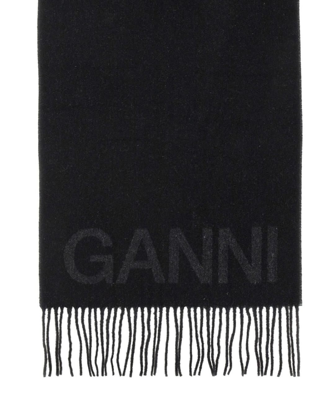 GANNI Черный шерстяной шарф, фото 2