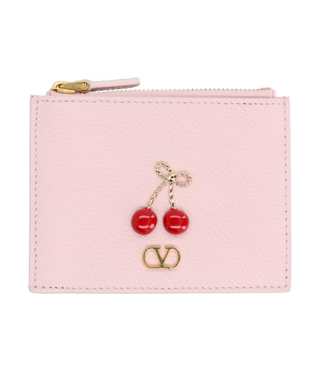 VALENTINO Розовый кожаный кошелек, фото 1