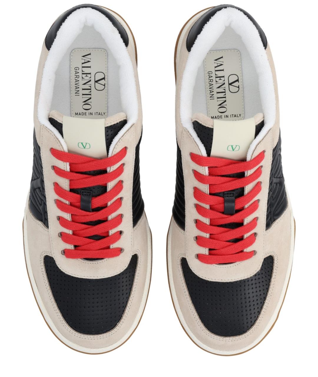 VALENTINO Бежевые кожаные низкие кроссовки / кеды, фото 5