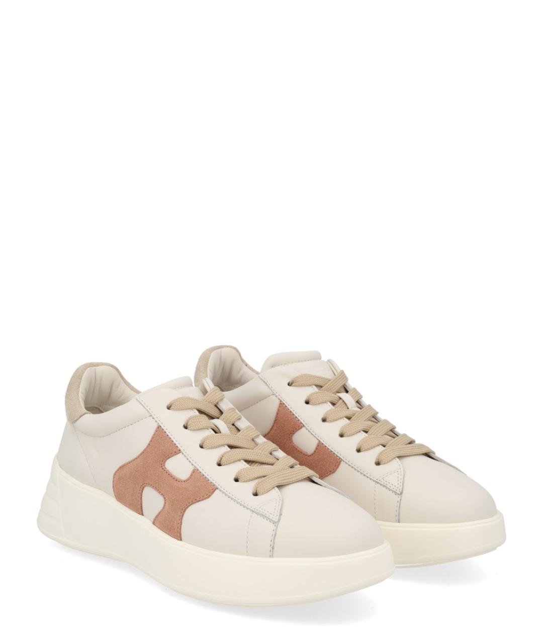 HOGAN Бежевые кожаные кеды, фото 2