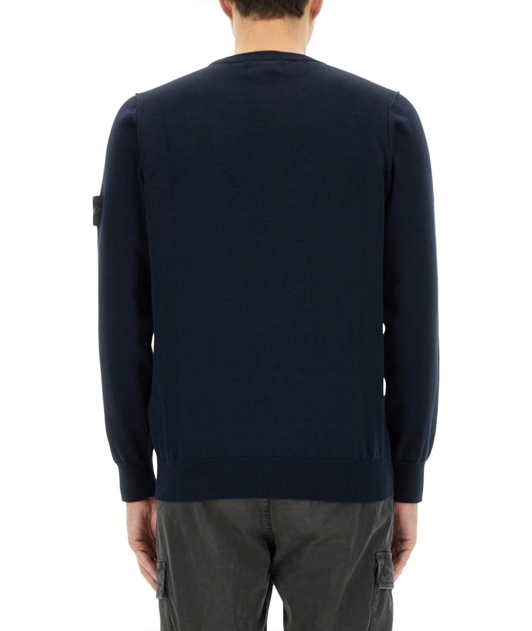 STONE ISLAND Темно-синий хлопковый джемпер / свитер, фото 5