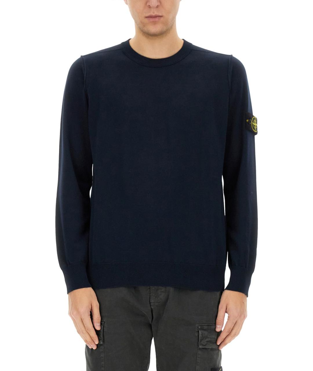 STONE ISLAND Темно-синий хлопковый джемпер / свитер, фото 2