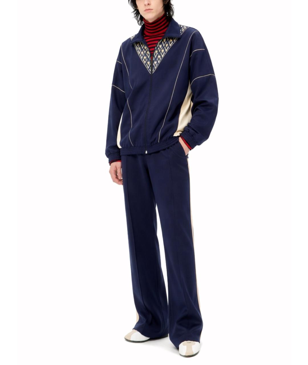 VALENTINO Синие полиэстеровые повседневные брюки, фото 2