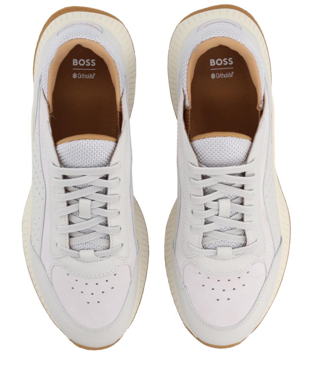 HUGO BOSS Серые кожаные низкие кроссовки / кеды, фото 6