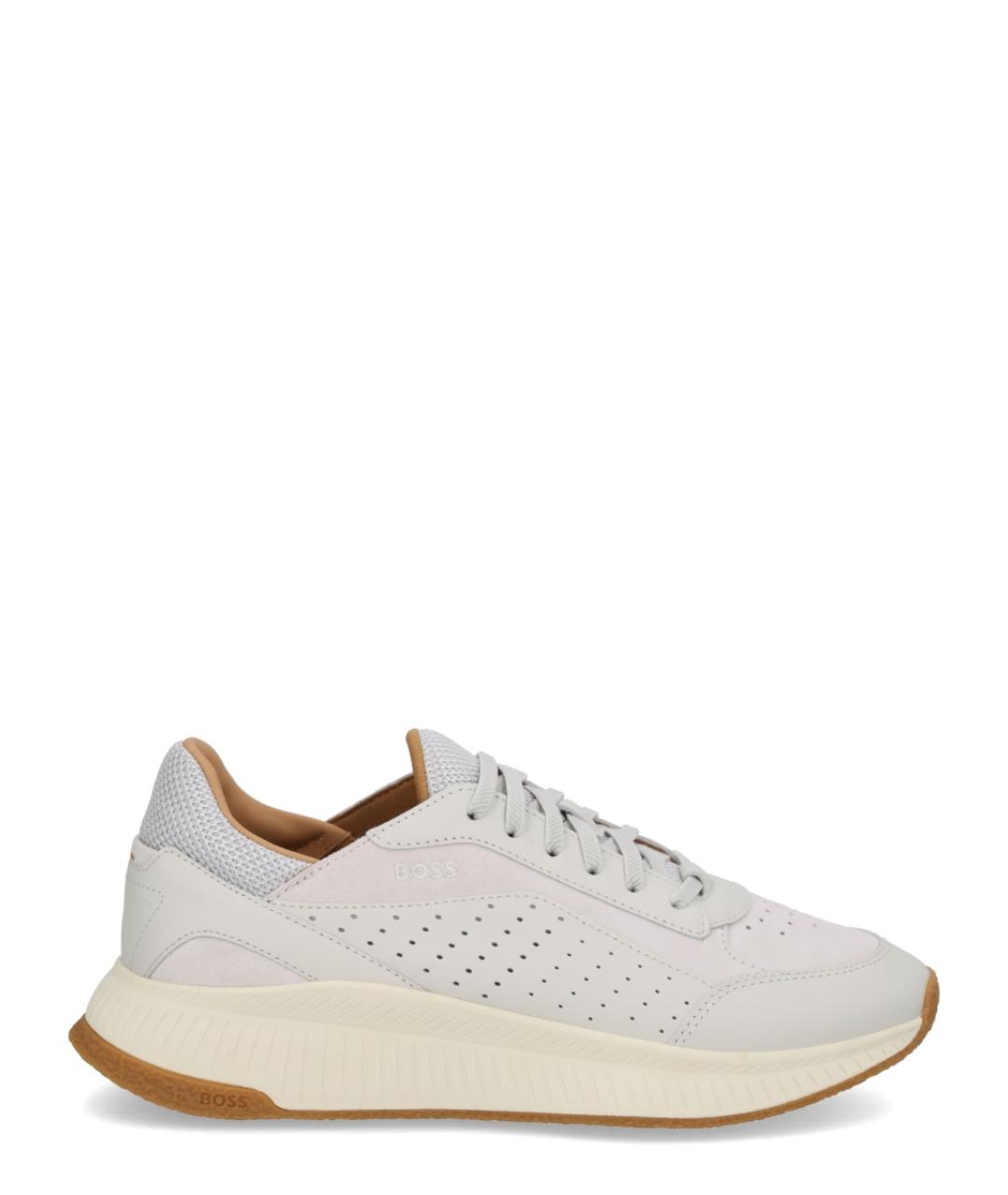 HUGO BOSS Серые кожаные низкие кроссовки / кеды, фото 1