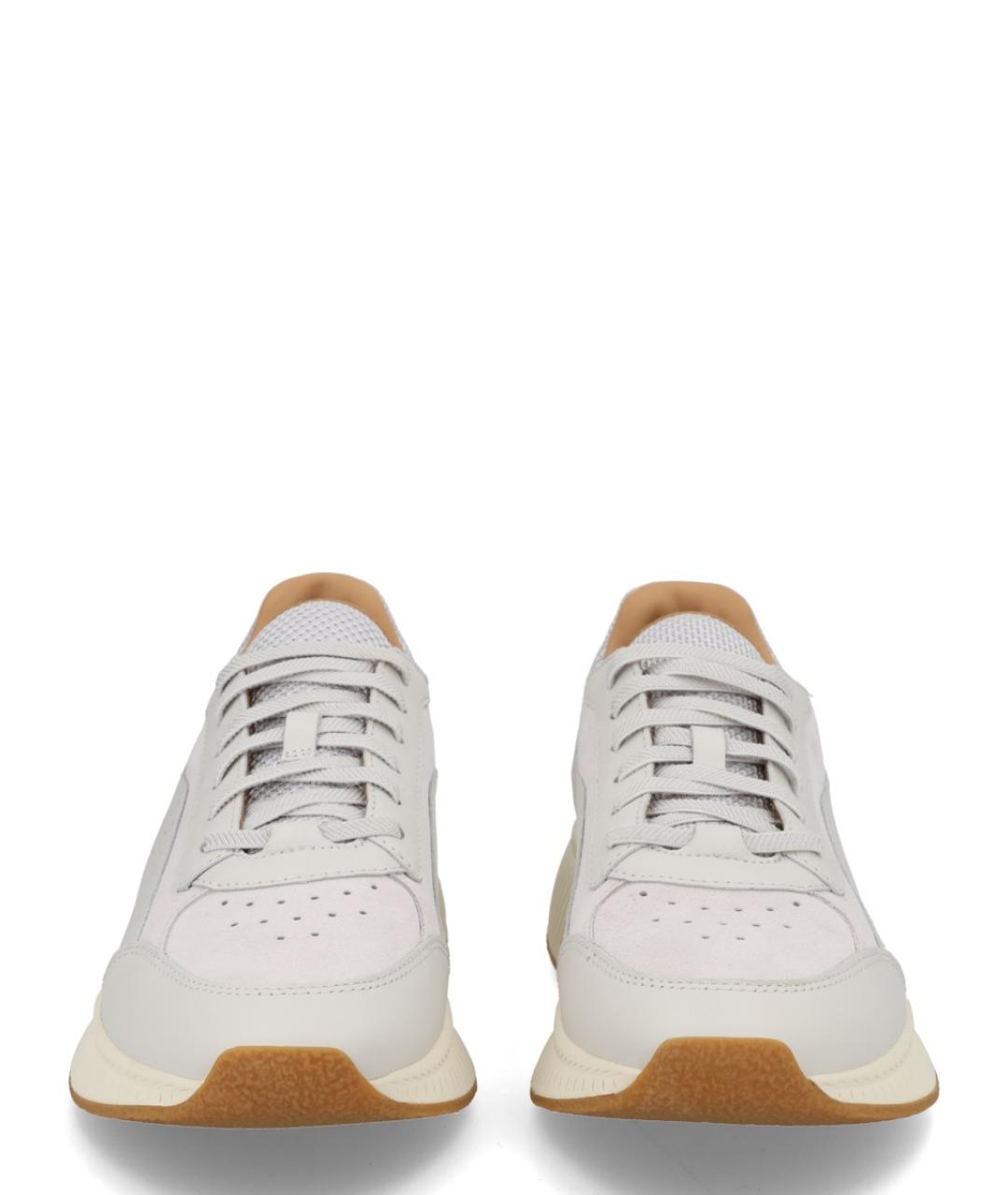 HUGO BOSS Серые кожаные низкие кроссовки / кеды, фото 3