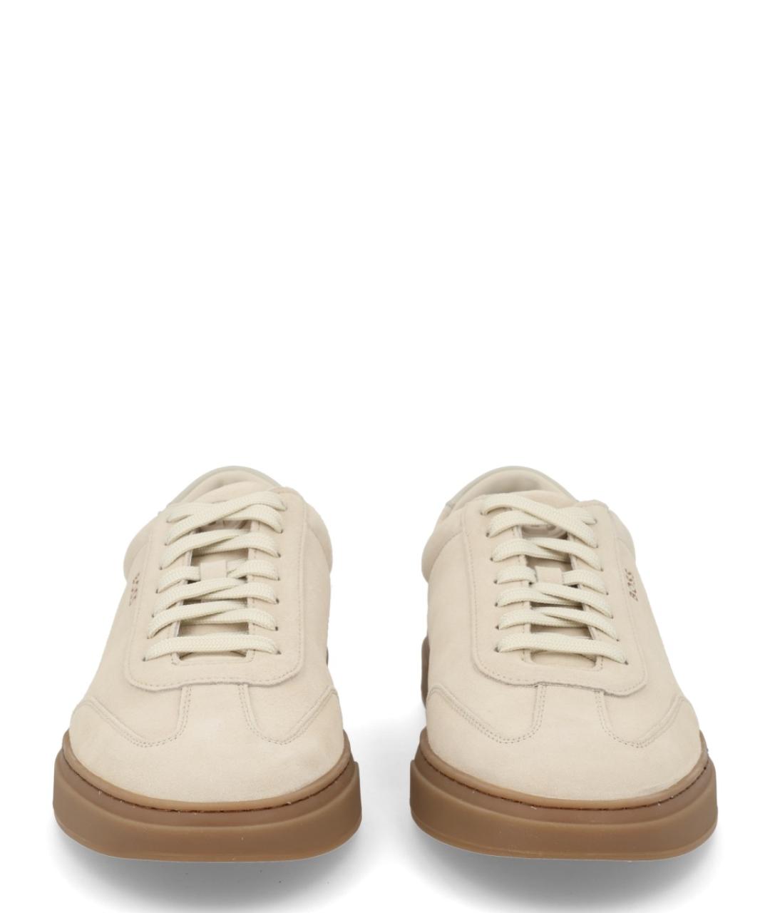 HUGO BOSS Бежевые кожаные низкие кроссовки / кеды, фото 3