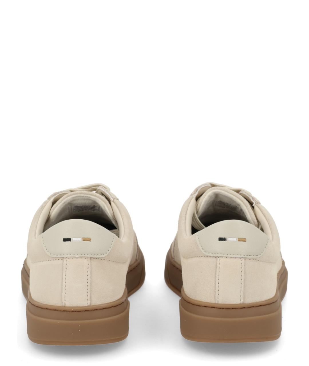HUGO BOSS Бежевые кожаные низкие кроссовки / кеды, фото 4
