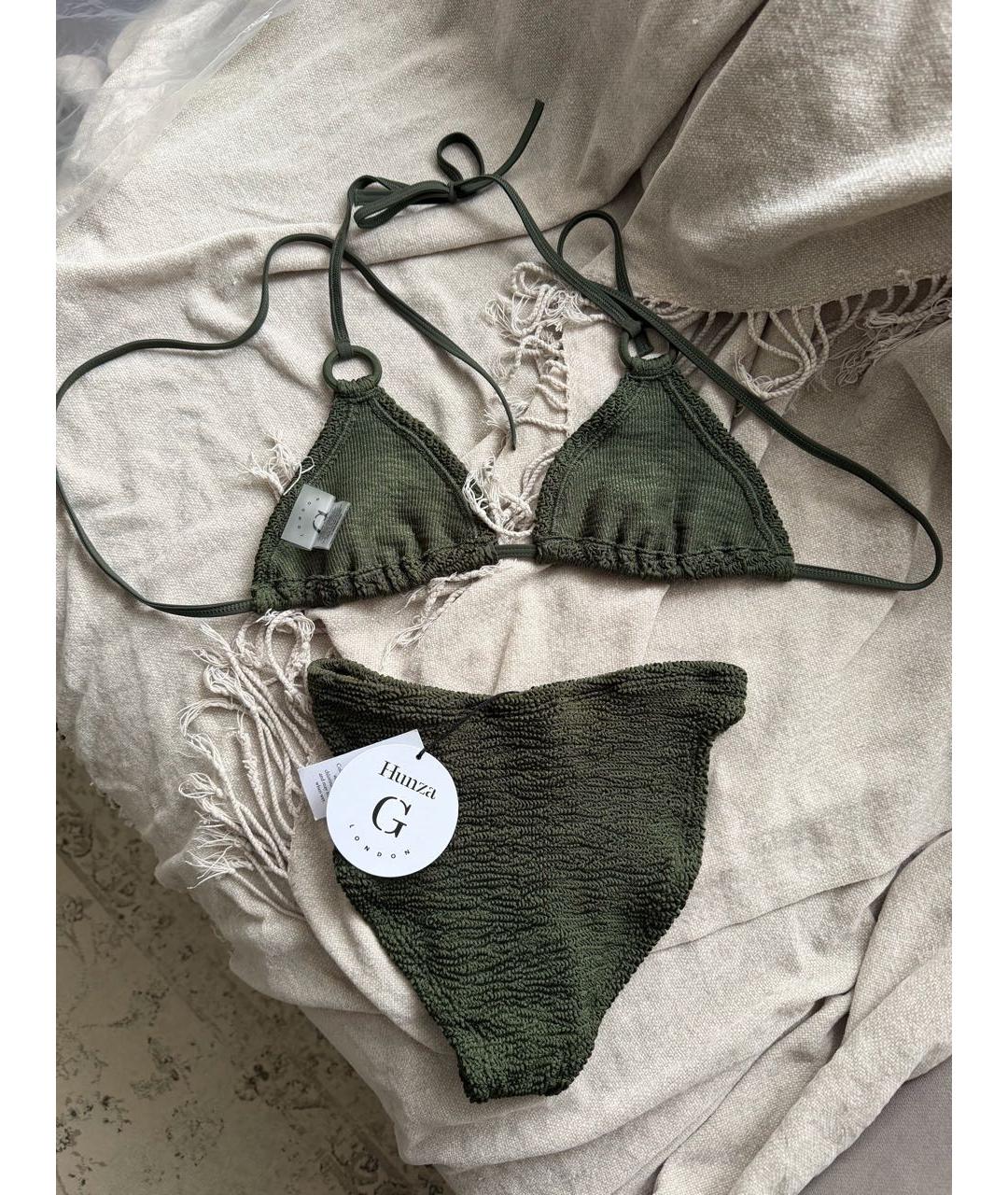 HUNZA G Хаки полиэстеровый купальник, фото 3