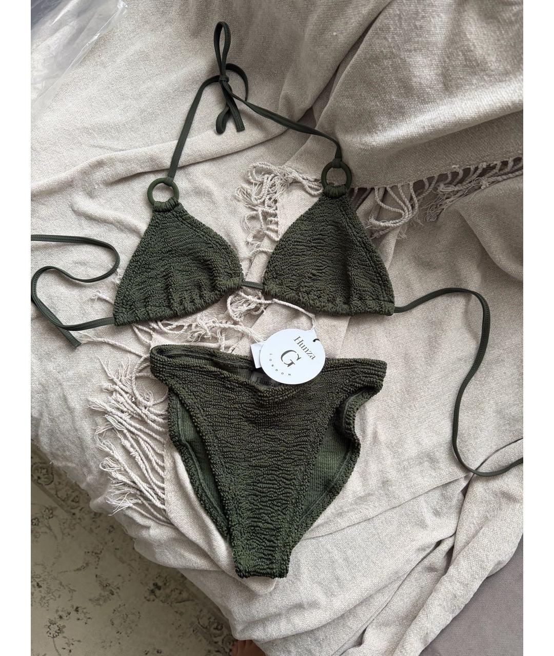 HUNZA G Хаки полиэстеровый купальник, фото 2