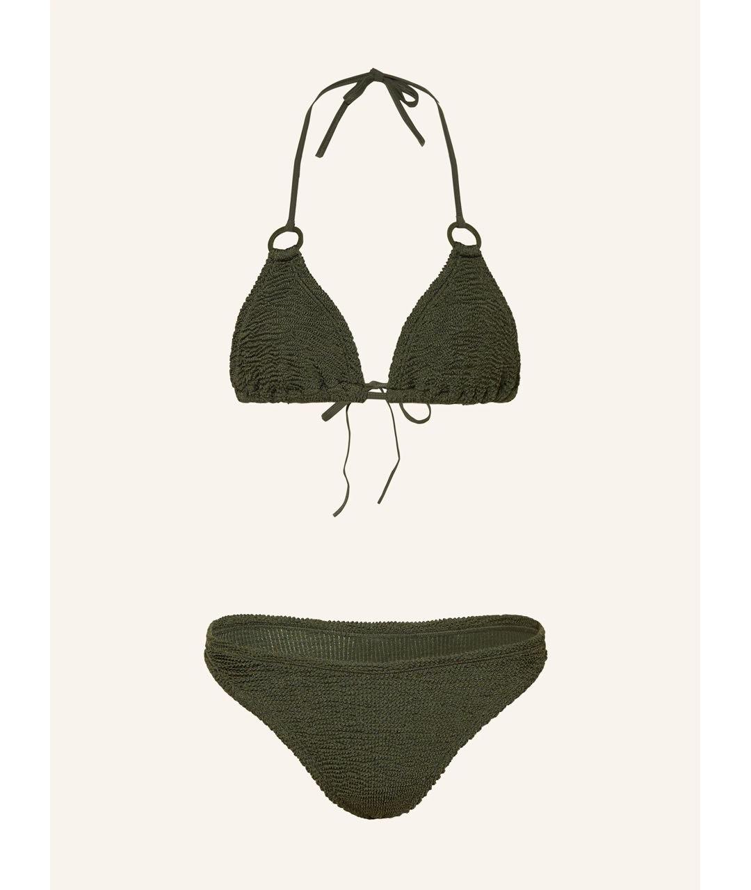 HUNZA G Хаки полиэстеровый купальник, фото 7