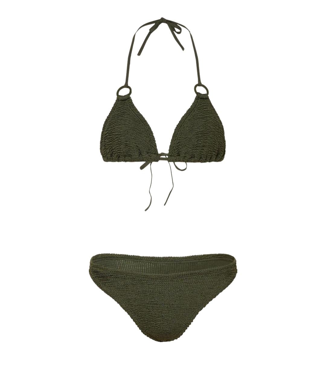 HUNZA G Хаки полиэстеровый купальник, фото 1