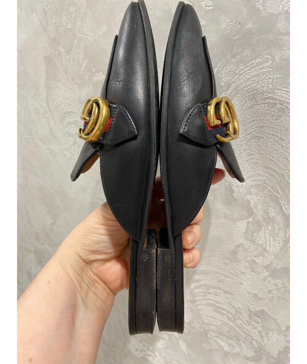 GUCCI Черные кожаные мюли, фото 2