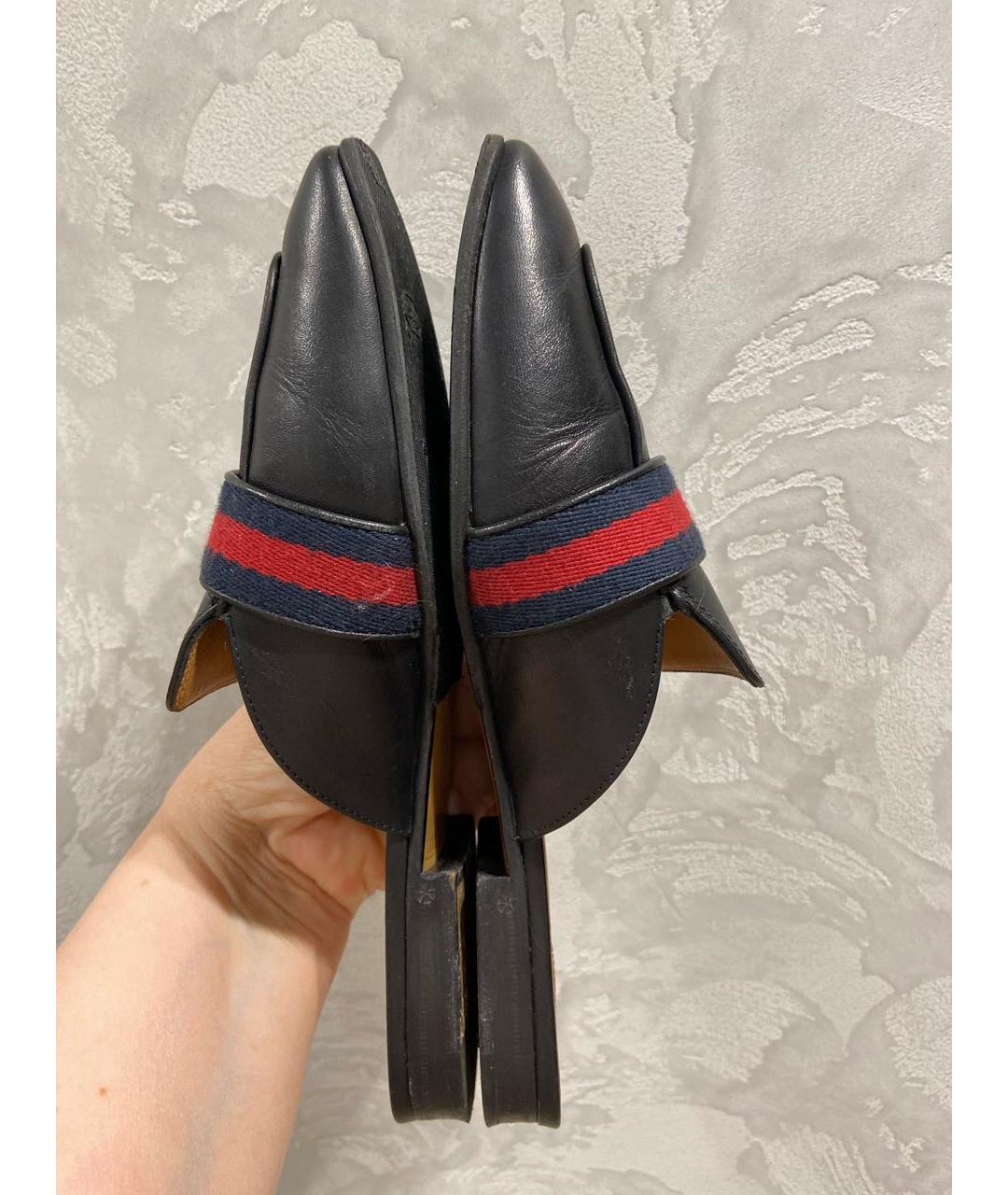 GUCCI Черные кожаные мюли, фото 3
