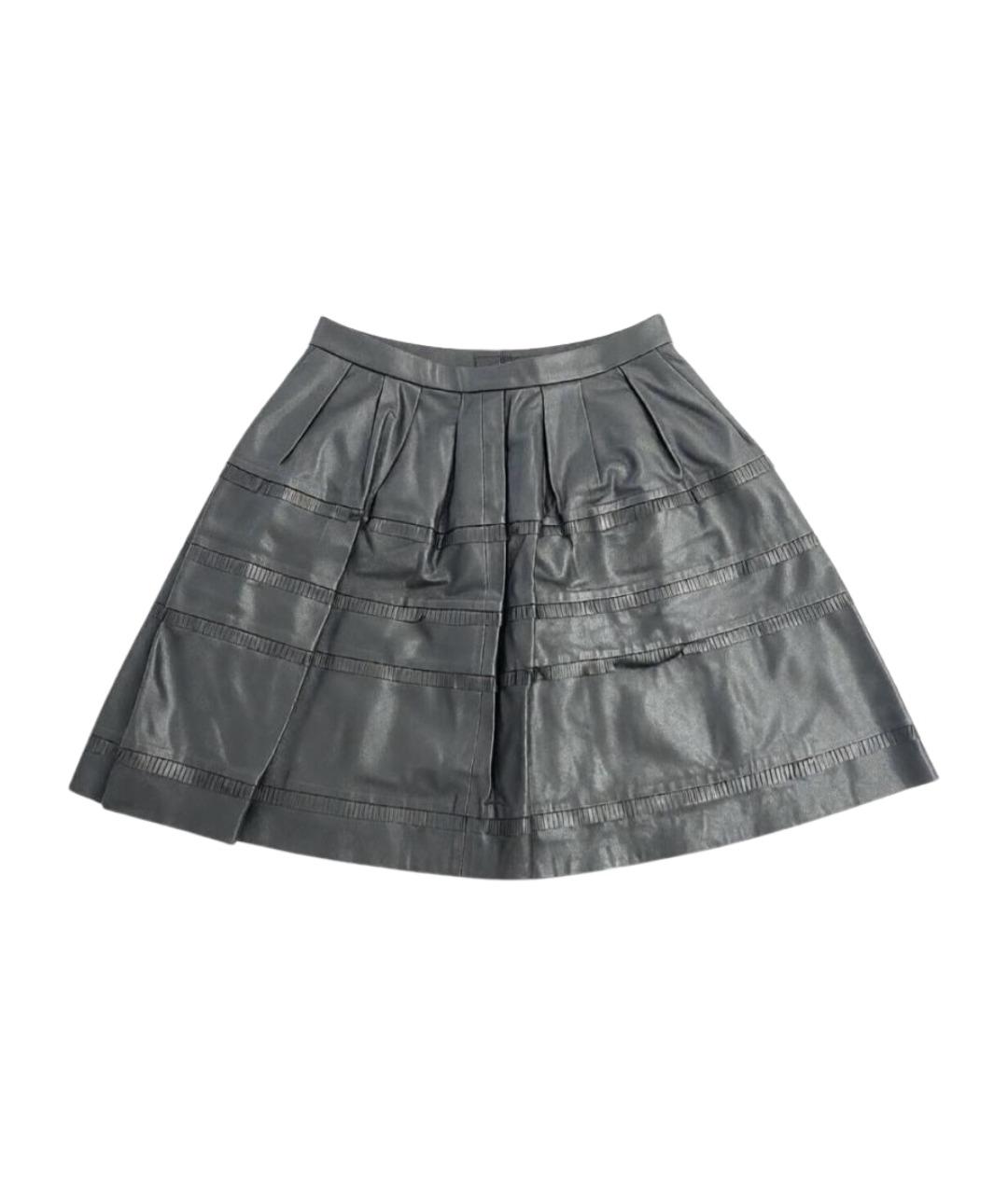 CHRISTIAN DIOR Черная кожаная юбка мини, фото 1