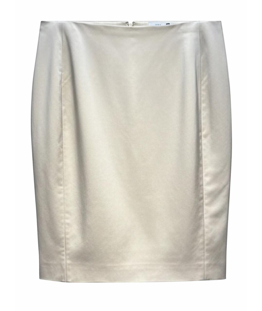 VERSACE Бежевая шелковая юбка миди, фото 1