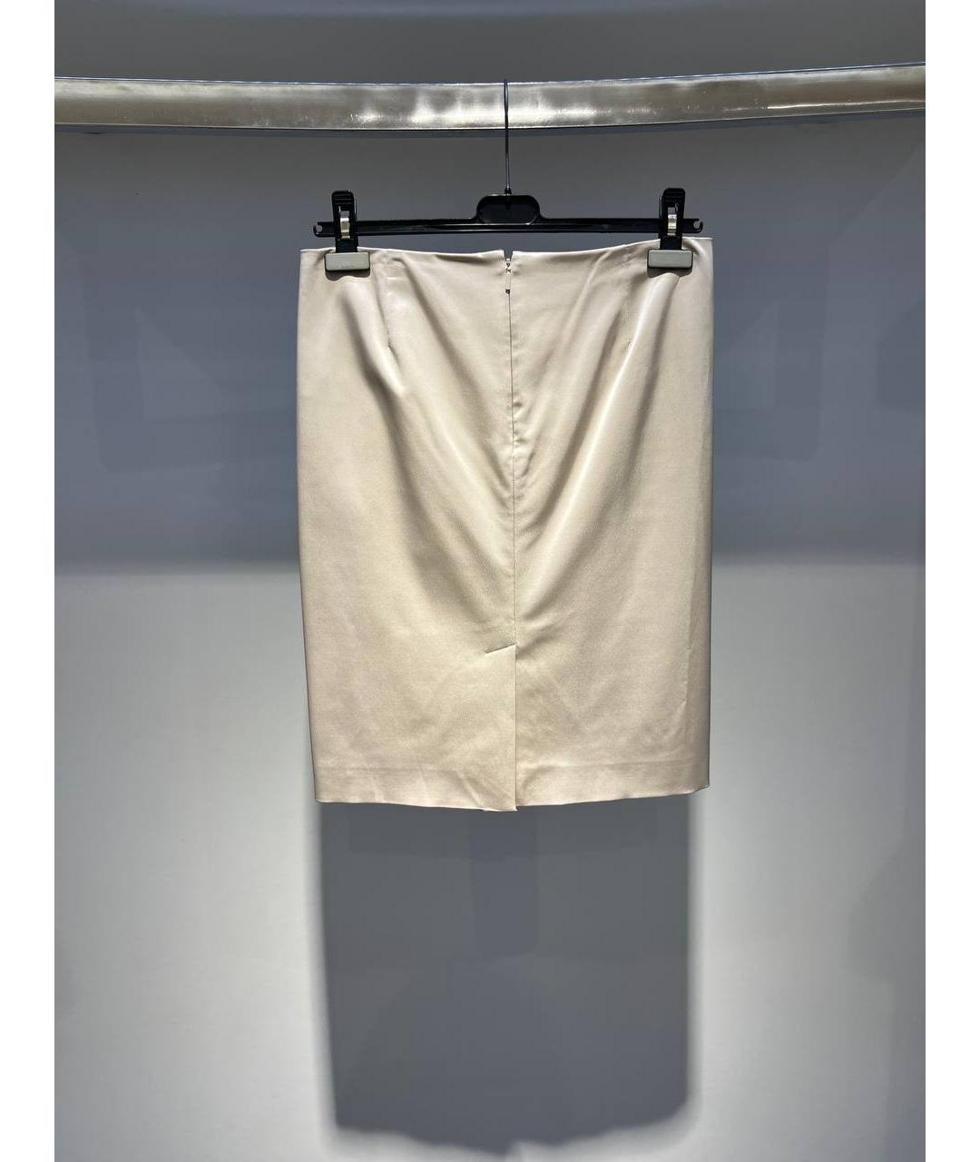VERSACE Бежевая шелковая юбка миди, фото 3