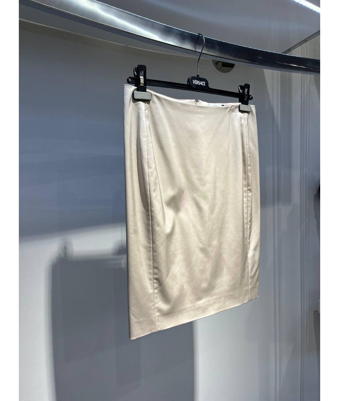 VERSACE Бежевая шелковая юбка миди, фото 2