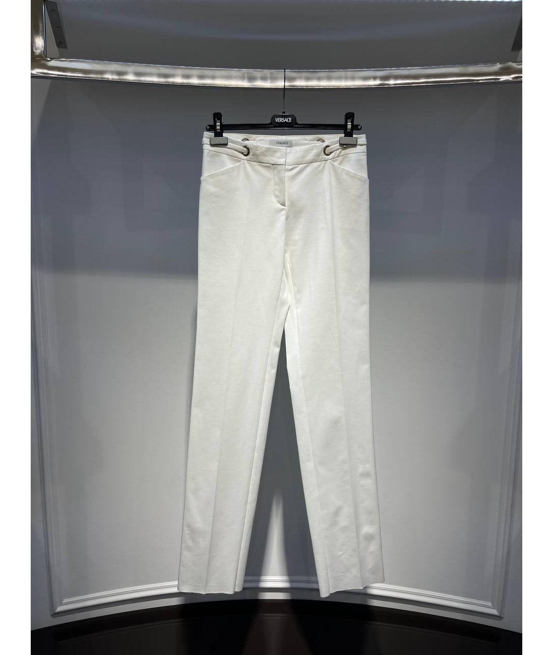 VERSACE Белые прямые брюки, фото 4