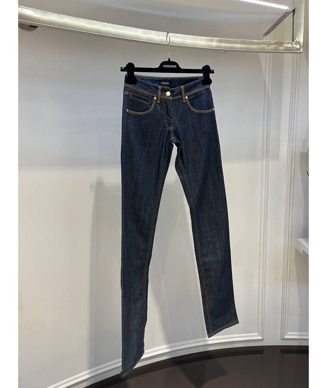 VERSACE Синие хлопковые прямые джинсы, фото 2