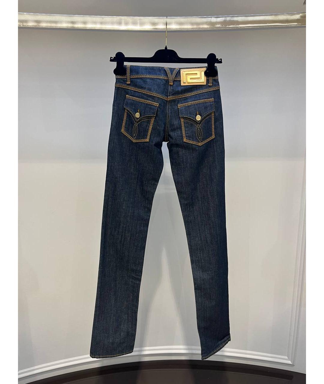 VERSACE Синие хлопковые прямые джинсы, фото 3