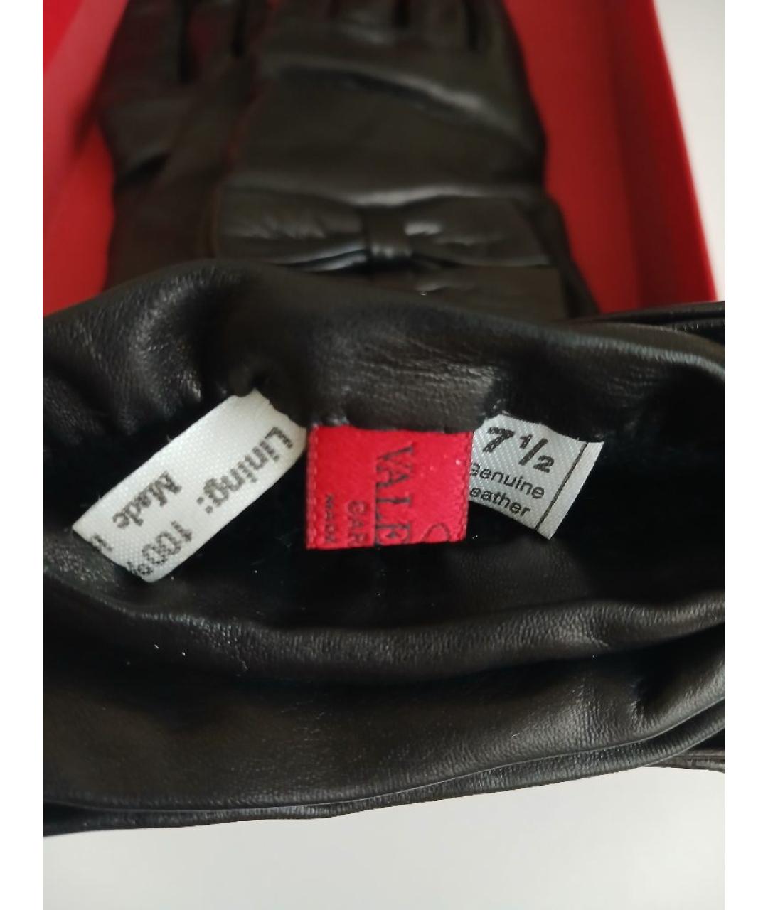 VALENTINO Черные кожаные перчатки, фото 6