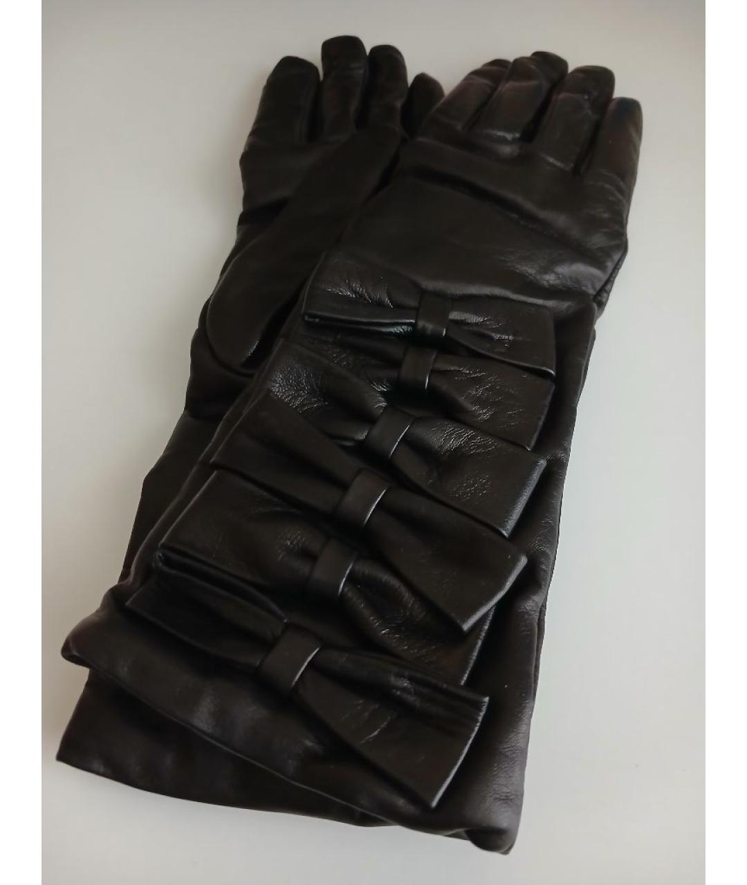 VALENTINO Черные кожаные перчатки, фото 3