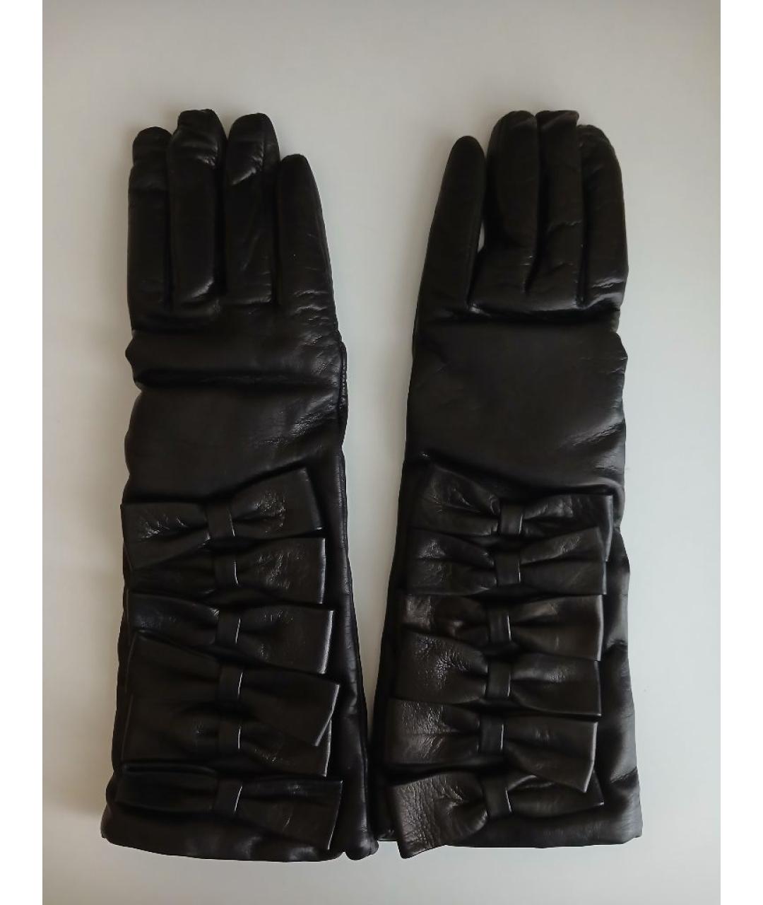 VALENTINO Черные кожаные перчатки, фото 7