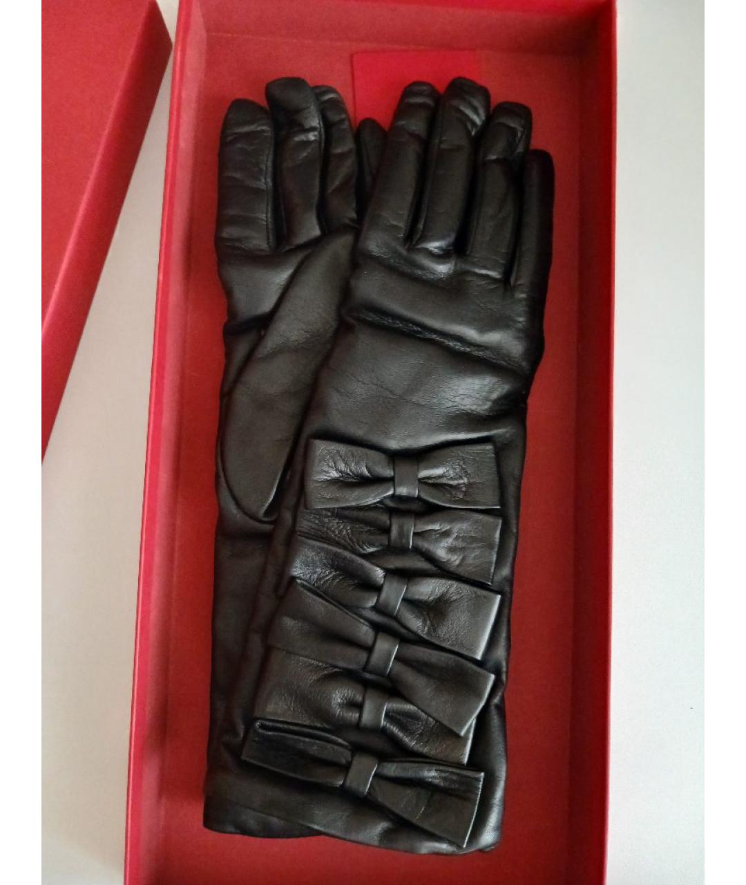 VALENTINO Черные кожаные перчатки, фото 5