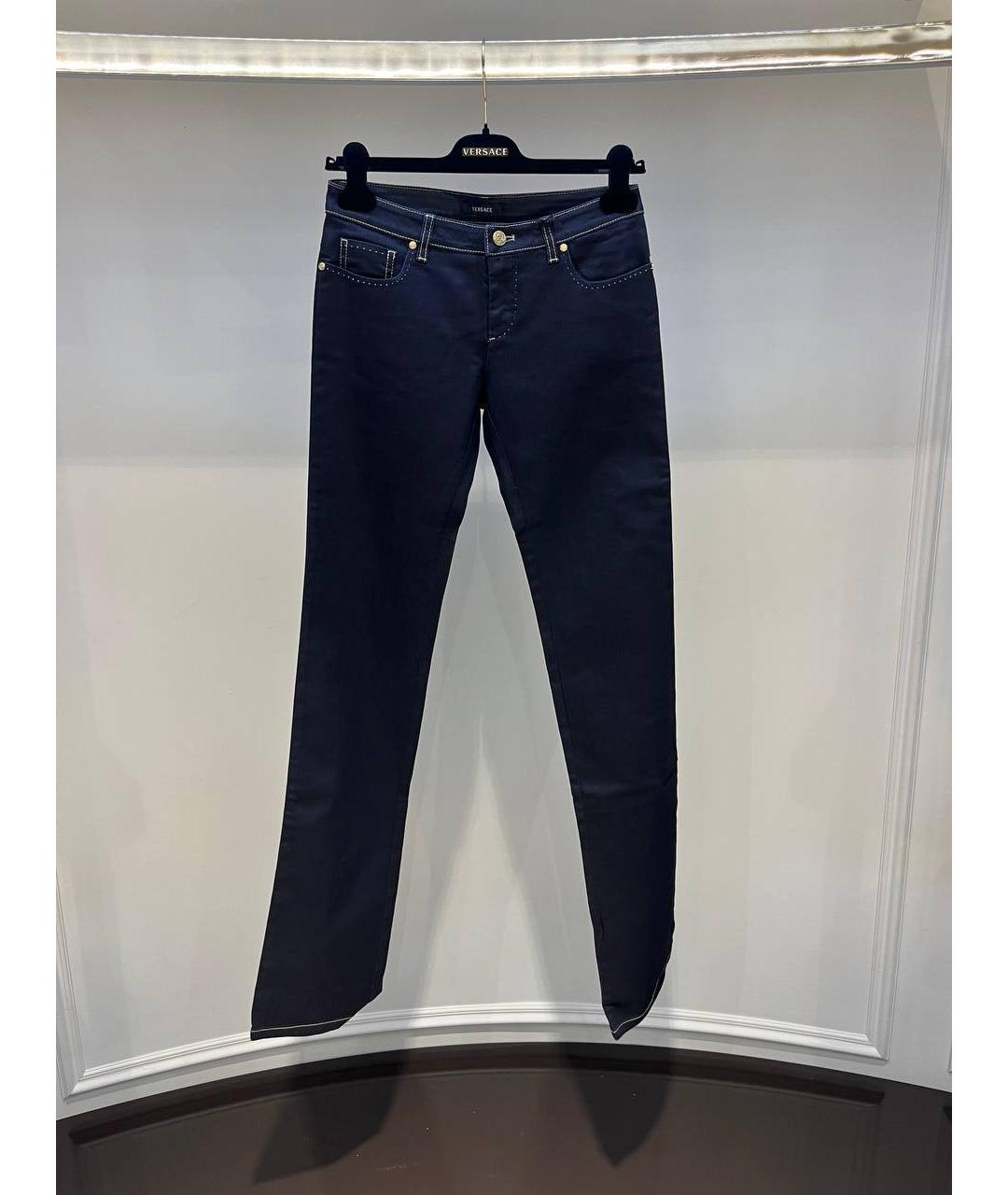 VERSACE Синие хлопковые прямые джинсы, фото 4