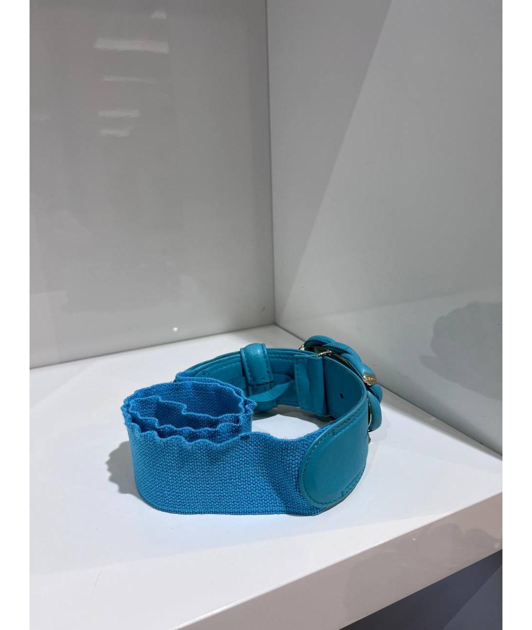 VERSACE Голубой кожаный ремень, фото 3