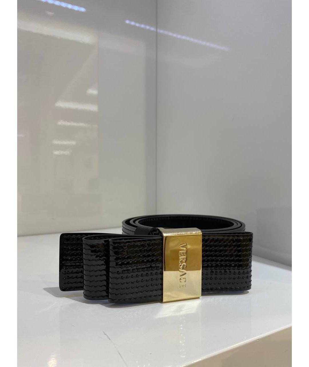 VERSACE Черный кожаный ремень, фото 4