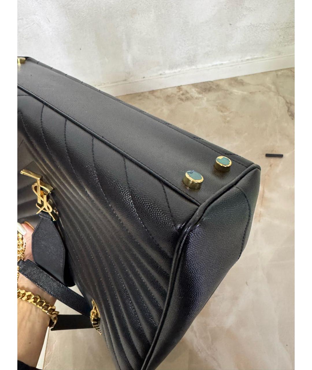 SAINT LAURENT Черная кожаная сумка с короткими ручками, фото 7