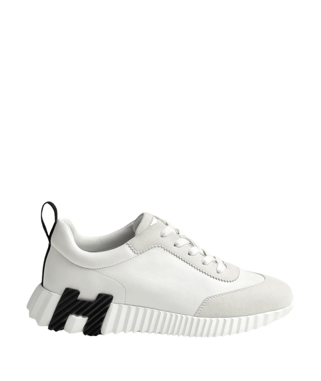 HERMES Белые кожаные кроссовки, фото 1